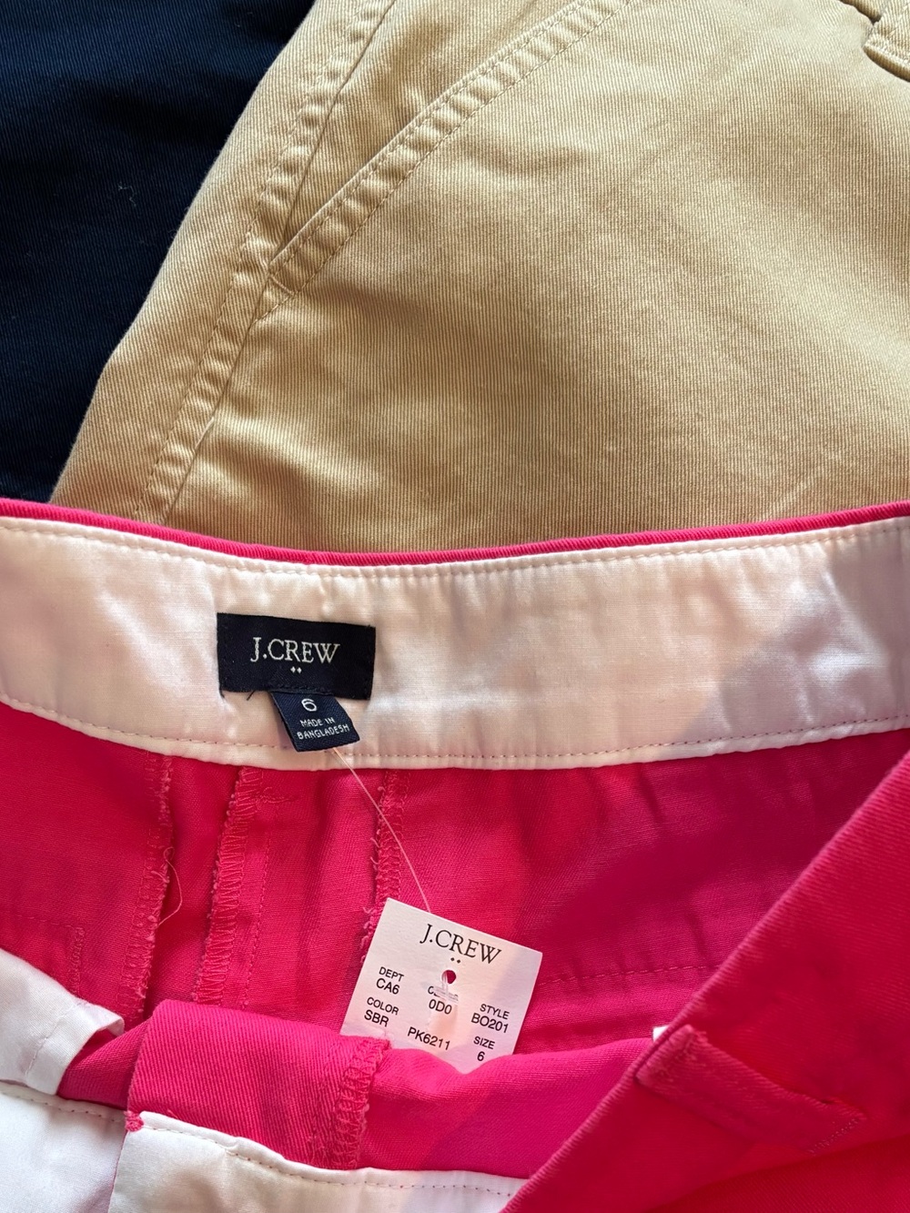 Lot of 3 J. Crew Women’s Chino Shorts - Hot Pink, Navy, Khaki - Picture 2 of 3